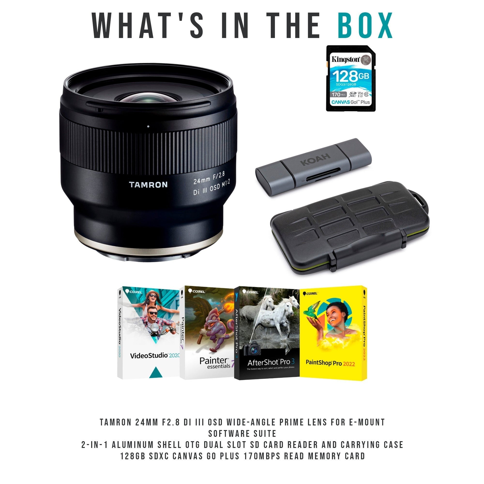 Tamron 24mm F2.8 Di III OSD Wide-Angle Prime Lens for Sony E-Mount with Software Suite Bundle