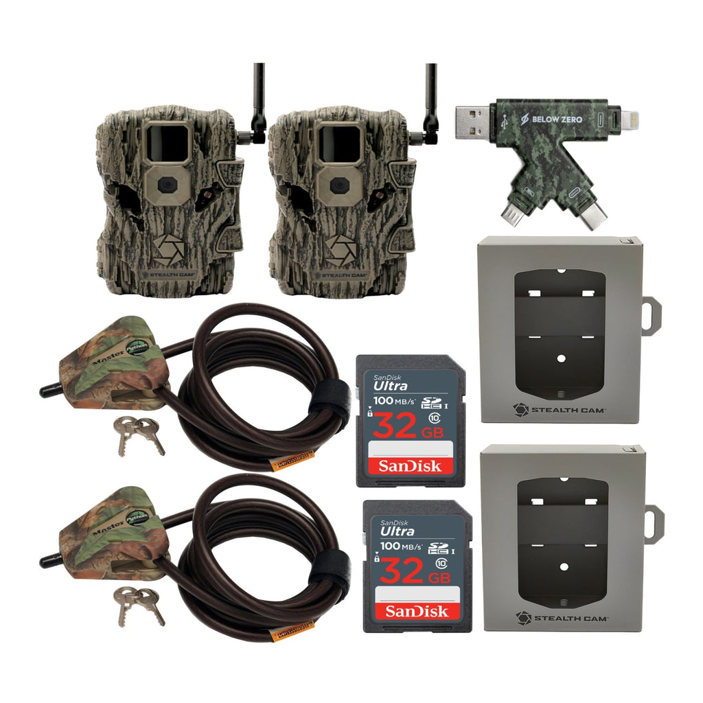 Stealth Cam Fusion X 26MP Trail Camera (Verizon) Super Security Bundle (2-Pack)