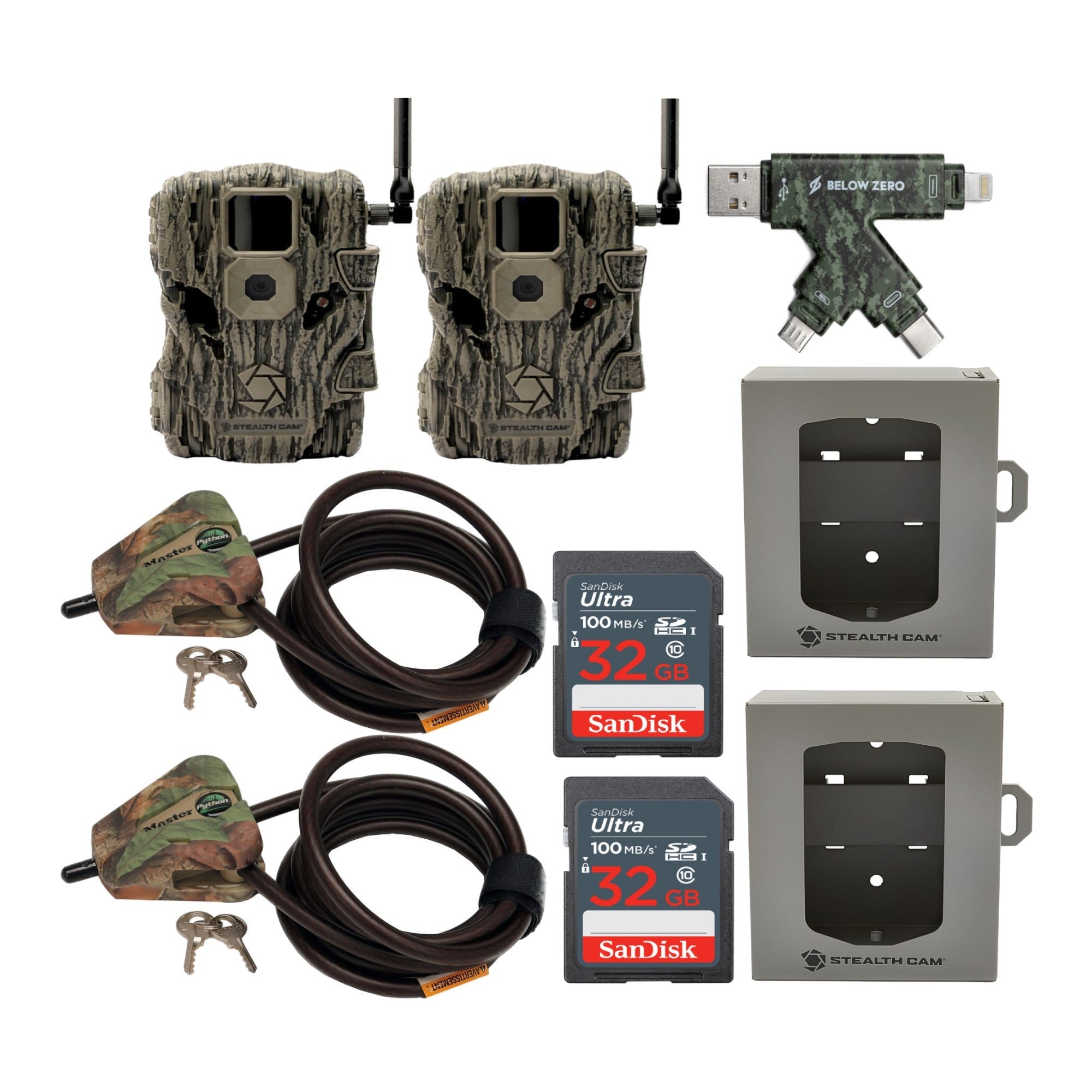 Stealth Cam Fusion X 26MP Trail Camera (Verizon) Super Security Bundle (2-Pack)
