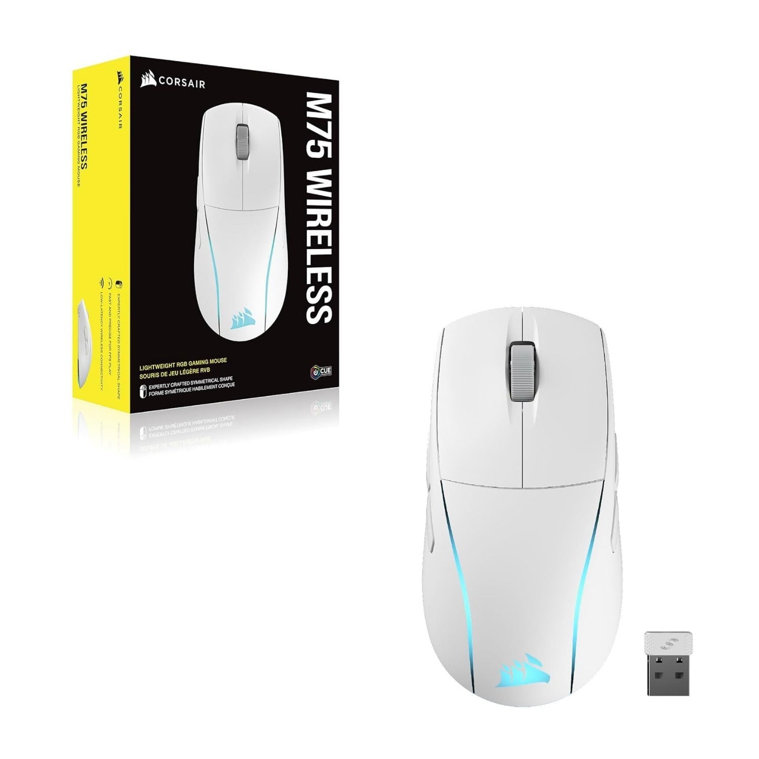 Corsair M75 Wireless RGB Lightweight FPS Gaming Mouse (White)