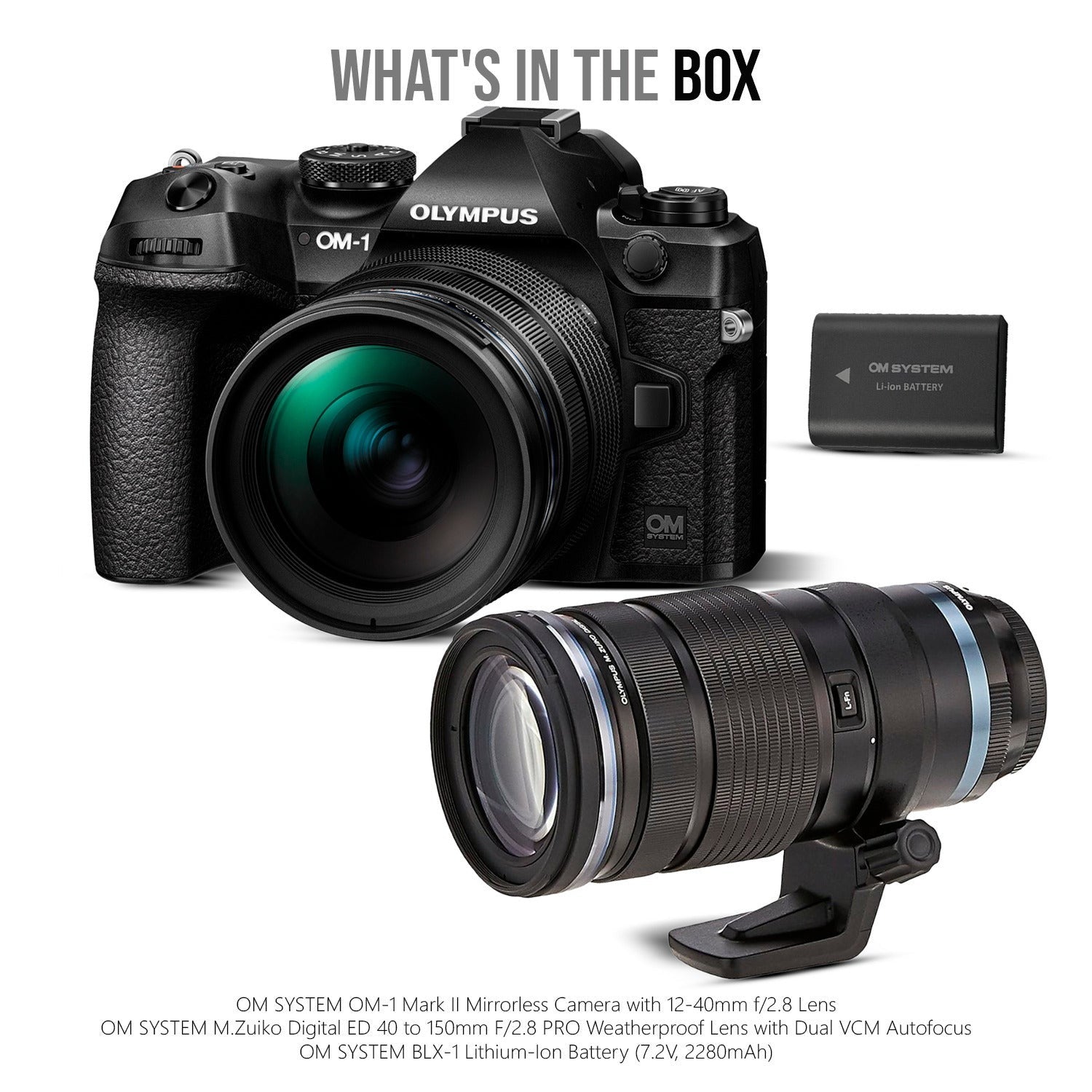 OM SYSTEM OM-1 Mark II Mirrorless Camera with 12-40mm f2.8 Lens with 40-150mm f2.8 Lens Bundle