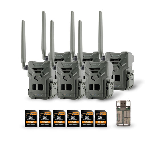 Spypoint FLEX-PLUS Cellular Trail Camera with Memory Card (6-Pack) and Reader