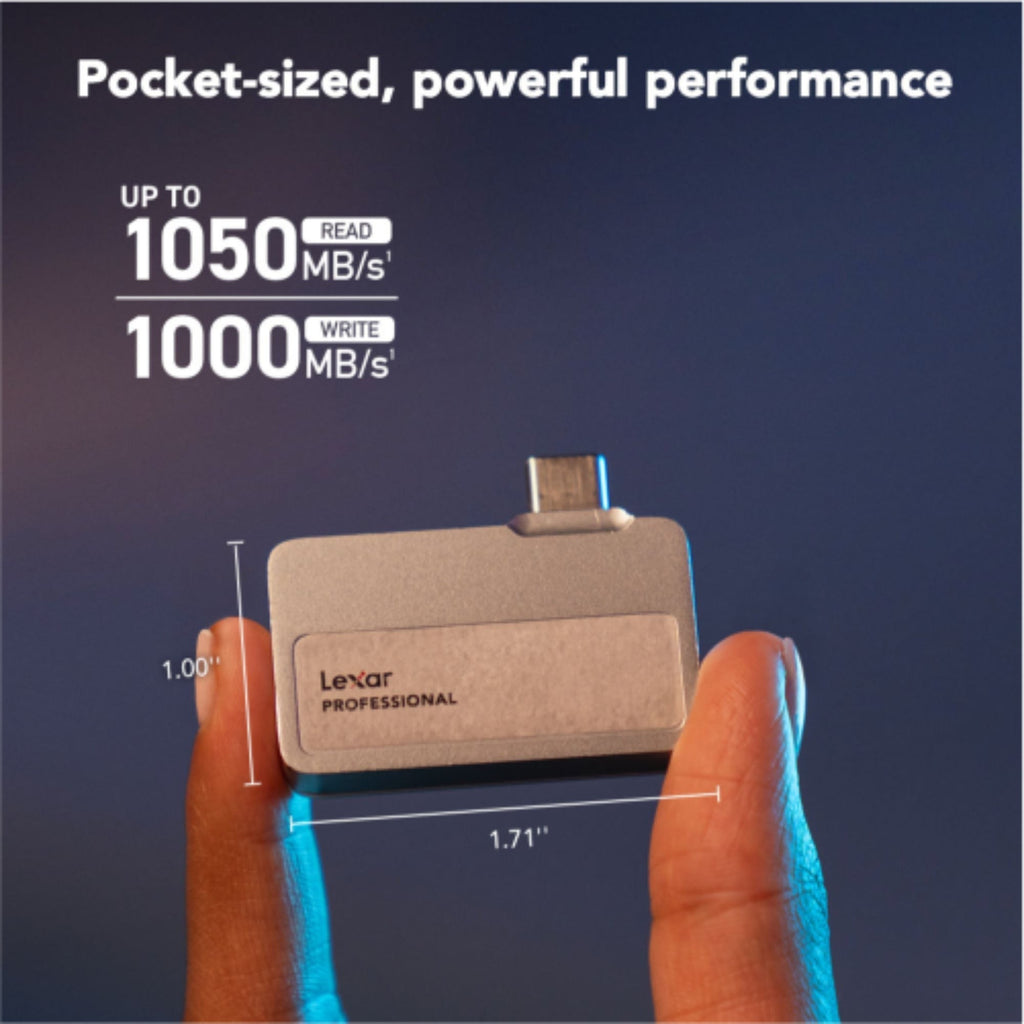 Lexar 2TB Professional Go USB 3.2 Gen 2 Portable SSD with Mic System Bundle