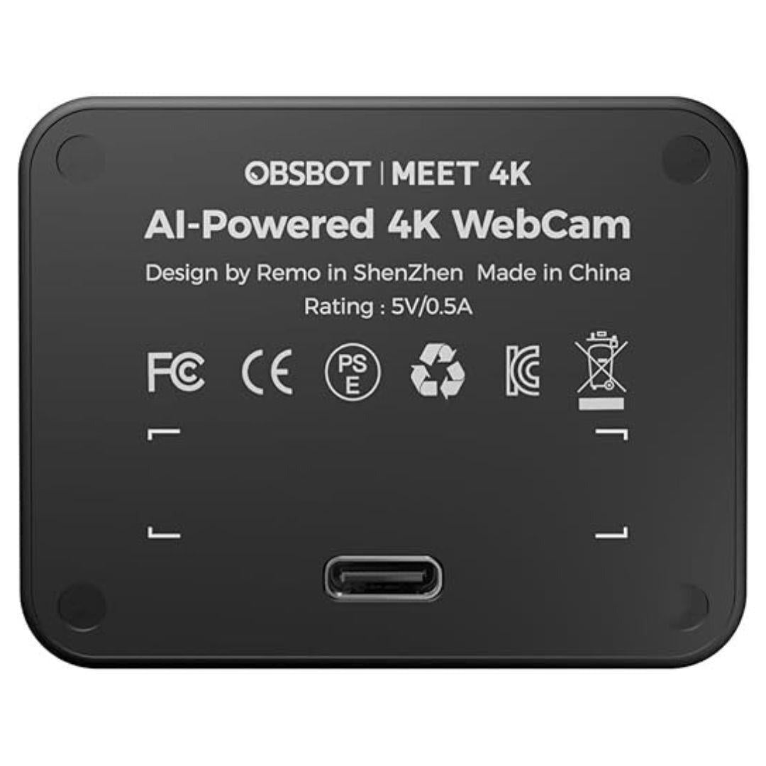 OBSBOT Meet 4K Ultra HD AI Virtual Background Webcam with Dual Omni-Directional Microphone (Black)