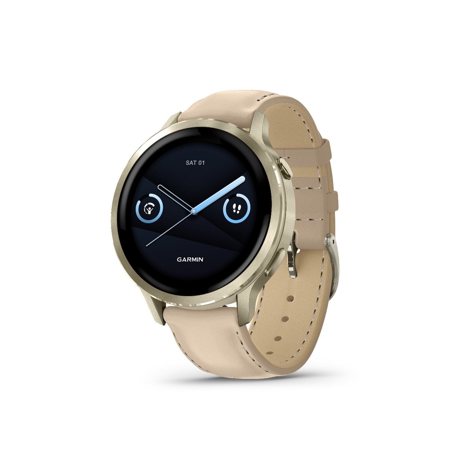 Garmin Venu 4 41mm 1.2-Inch Amoled GPS Smartwatch Lunar Gold/Light Sand Leather