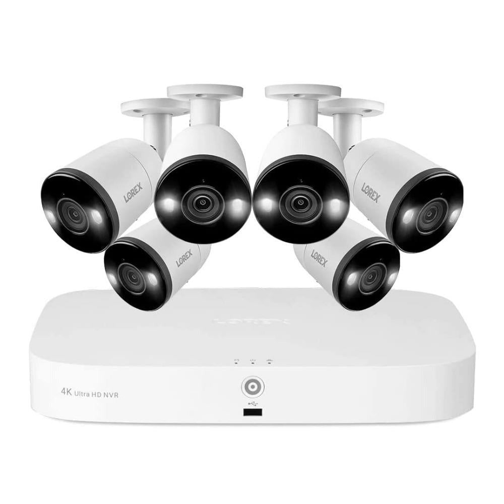 Lorex 4K 8-channel 3TB Wired NVR System with 6 Smart Deterrence Cameras (White)