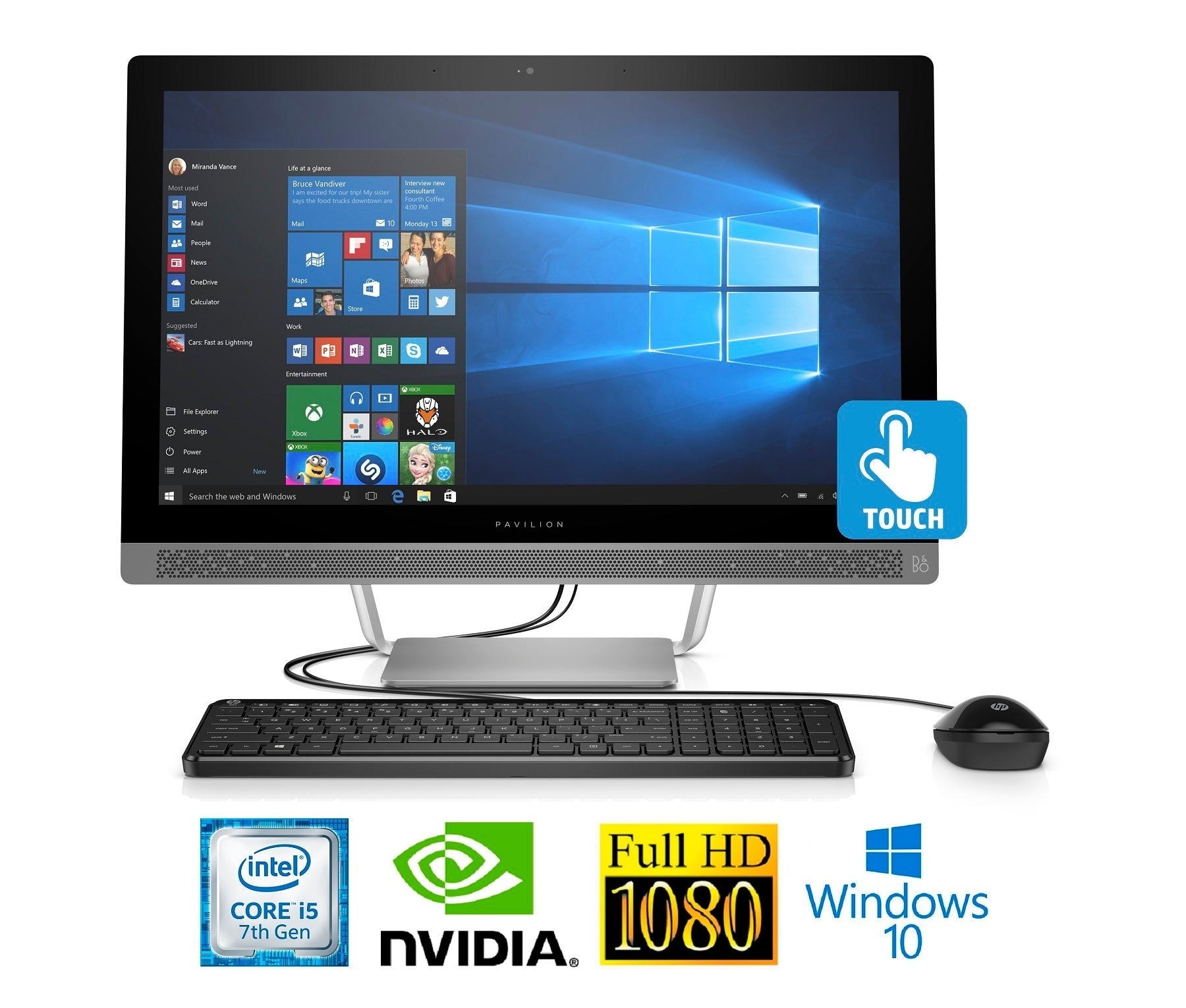 HP Pavilion 24-b217c 23.8" FHD Touch All-in-One PC, Intel Core i5-7400T, 12GB RAM (Certified Refurbished)