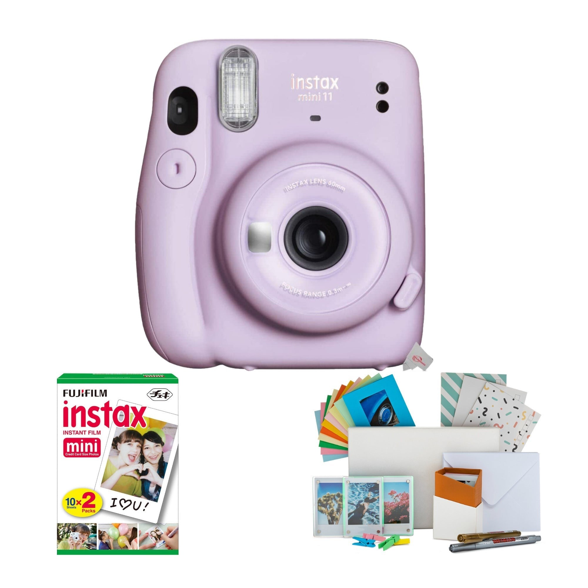 Fujifilm instax Mini 11 Instant Camera (Lilac Purple) with Film Two Pack Bundle