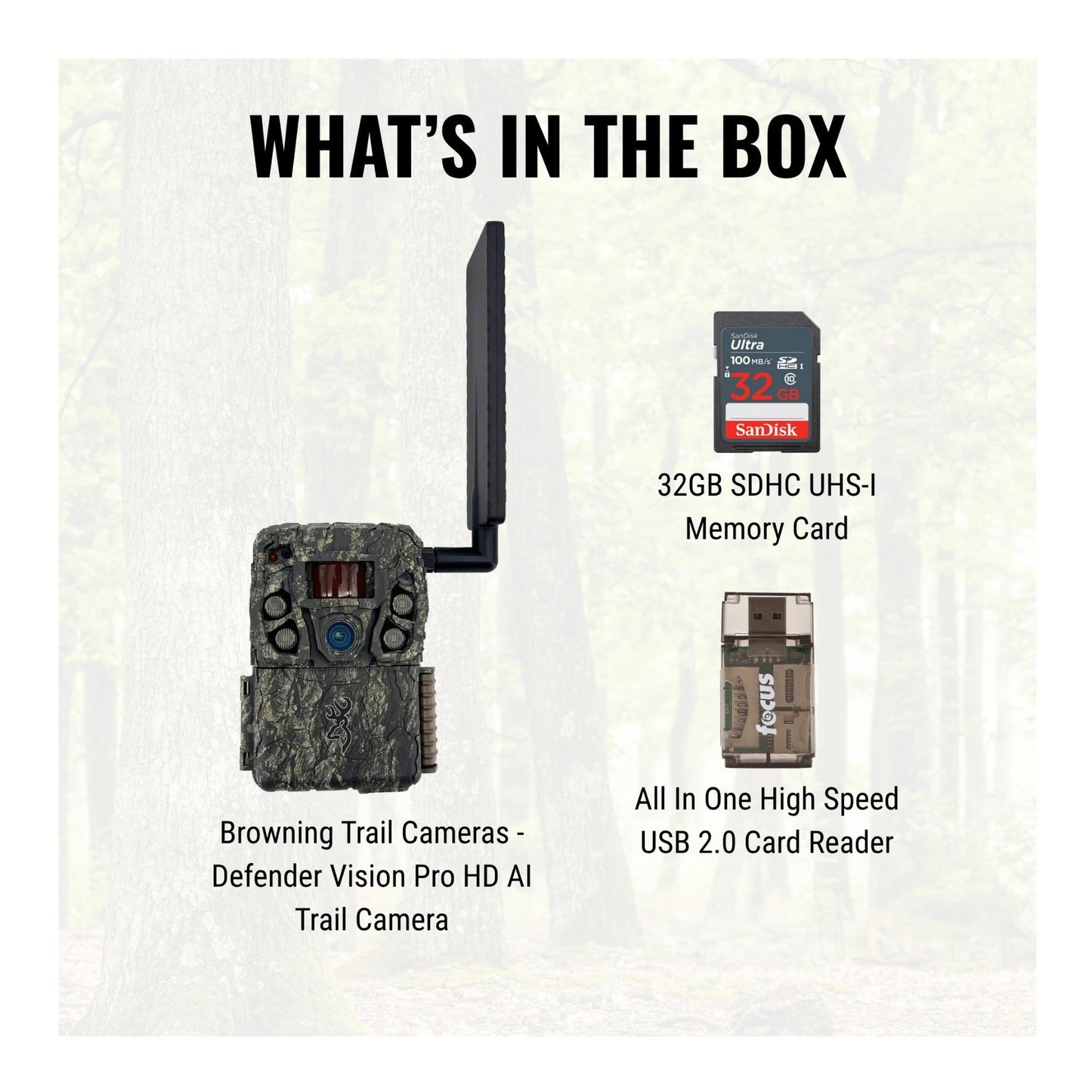 Browning Trail Cameras - Defender Wireless Vision Pro HD AI Trail Camera Bundle