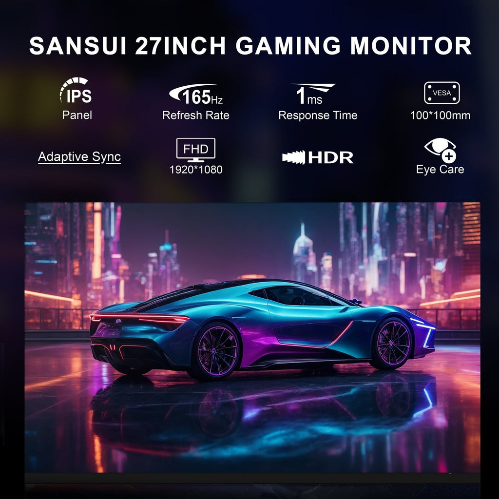 SANSUI 27-inch Curved Gaming Monitor FHD 165Hz 1ms FreeSync HDR