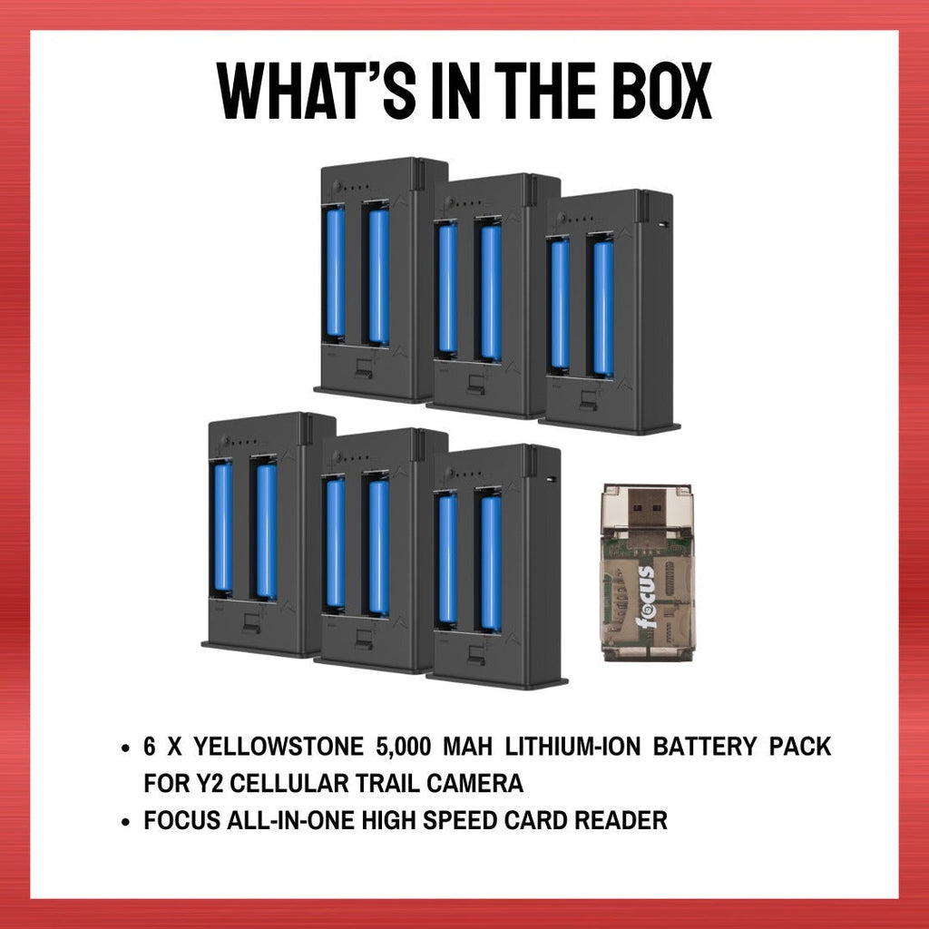 Yellowstone Y2 Power Charging Accessory (6 Pack) Bundle with Card Reader