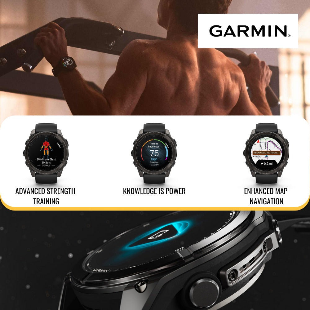 Garmin Fenix 8 AMOLED Sapphire 47mm GPS Smartwatch (Black and Pebble Gray) with Hard Case Bundle
