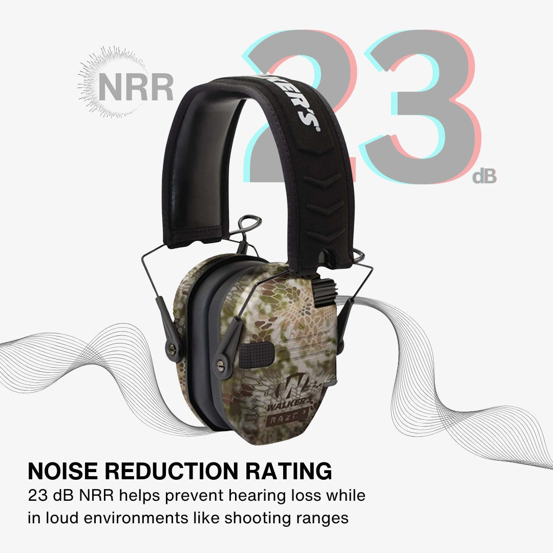 Walkers Razor Slim Electronic Ear Muffs (Kryptek Camo) Bundle