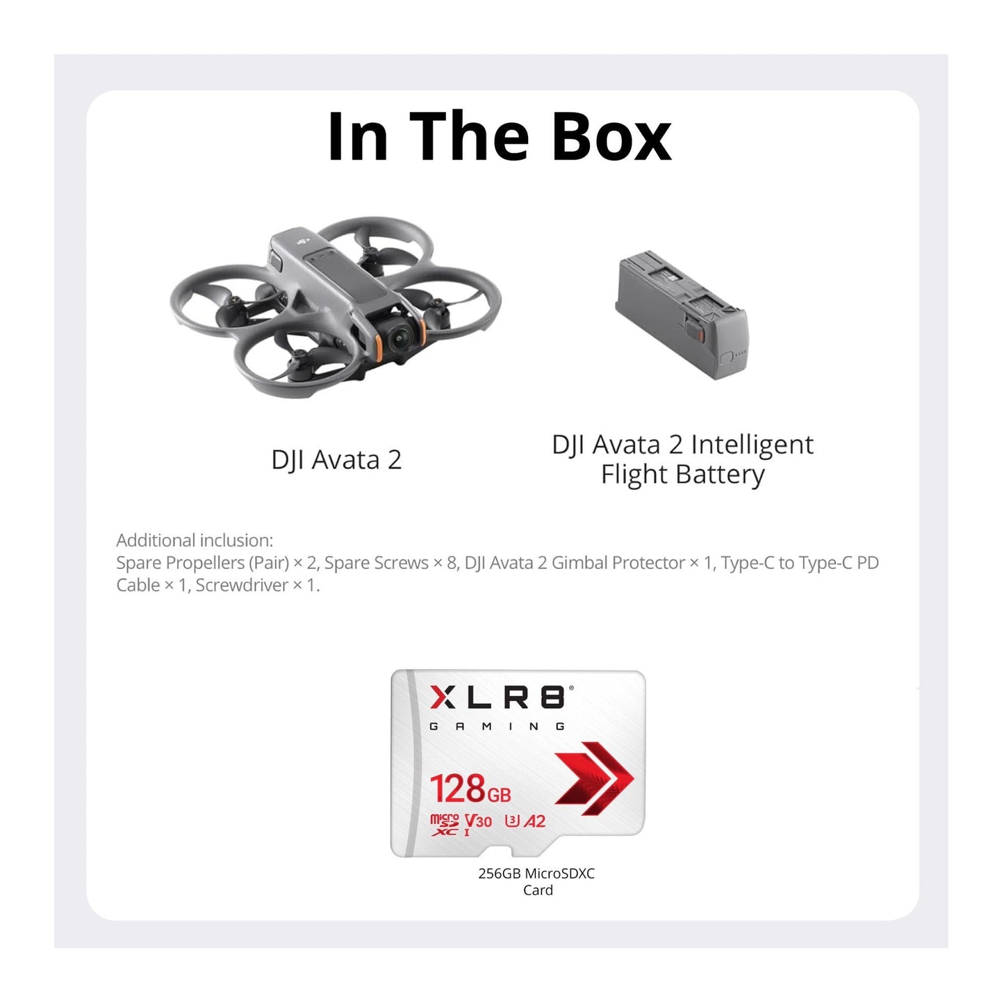 DJI Avata 2 (Drone Only) with 256GB MicroSDXC Canvas Go Plus Memory Card Bundle