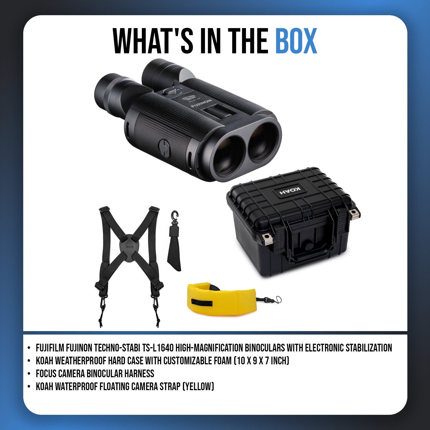 Fujifilm Techno-Stabi TS-L1640 Stabilized Binocular with Accessories Bundle