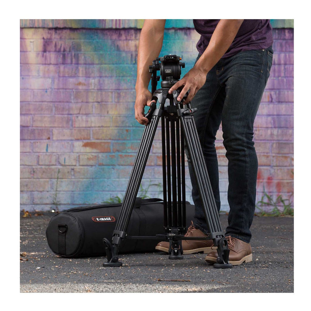 E-Image EG05A2 Two-Stage Aluminum Video Tripod Kit with GH05 75mm Fluid Head