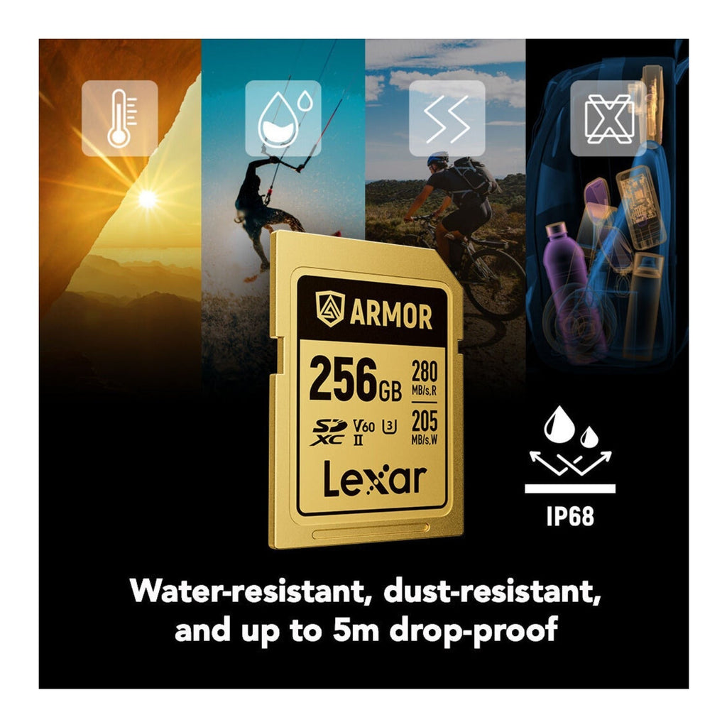Lexar Professional ARMOR GOLD 256GB UHS-II V60 SDXC Memory Card
