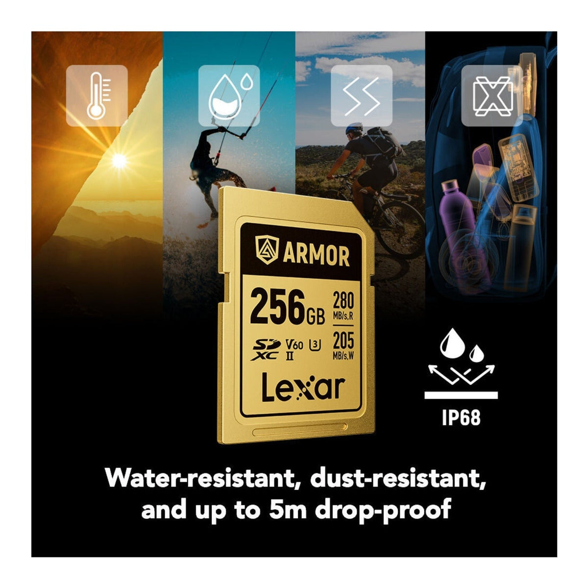 Lexar Professional ARMOR GOLD 256GB UHS-II V60 SDXC Memory Card