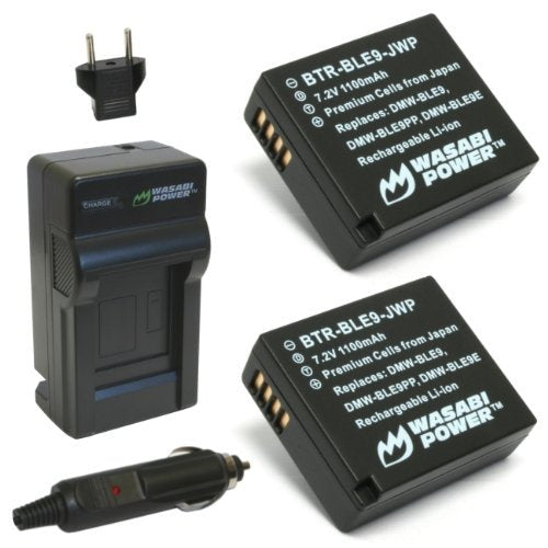 Wasabi Power Battery and Charger for Panasonic DMW-BLE9, DMW-BLG10 (2 Pack)