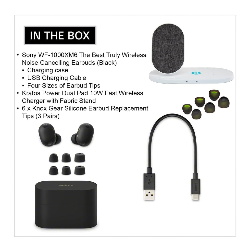 Sony WF-1000XM6 Wireless Earbuds (Black) with Accessories Bundle