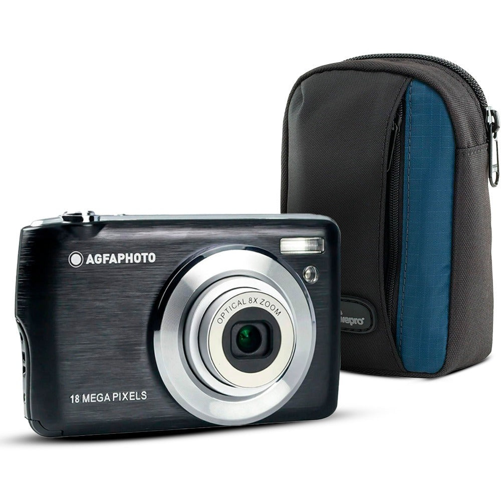 Agfa Photo DC8200 Compact Digital Camera (Black) with Camera Case (Black and Galaxy Blue) Bundle
