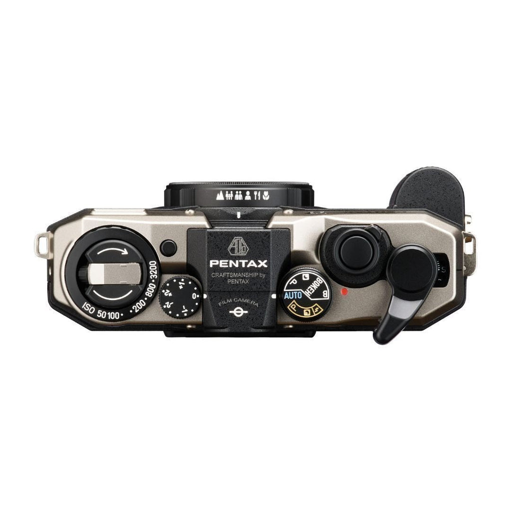Pentax 17 F3.5 Half-Frame Camera (Dark Silver) with Gold 200 Film Bundle