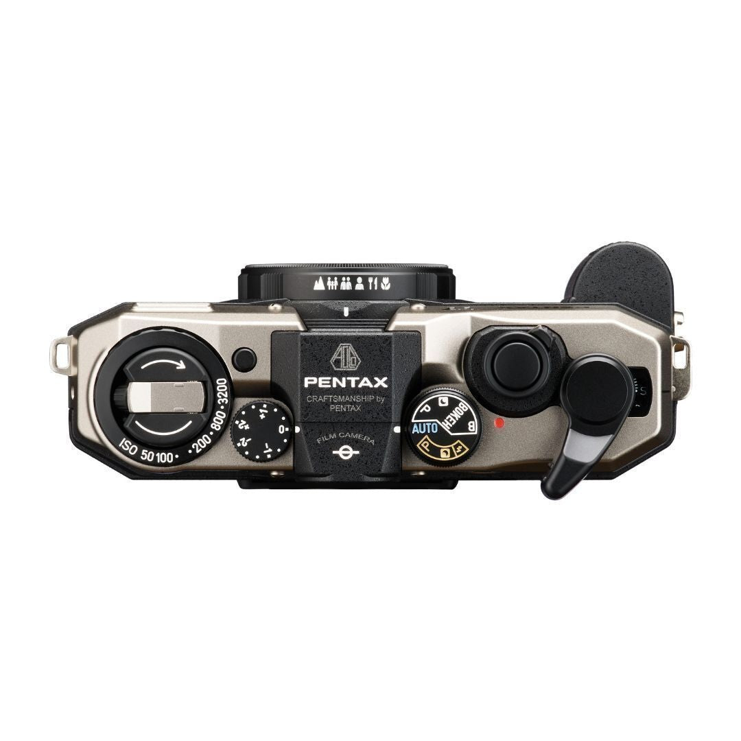 Pentax 17 F3.5 Half-Frame Camera (Dark Silver) with Gold 200 Film Bundle