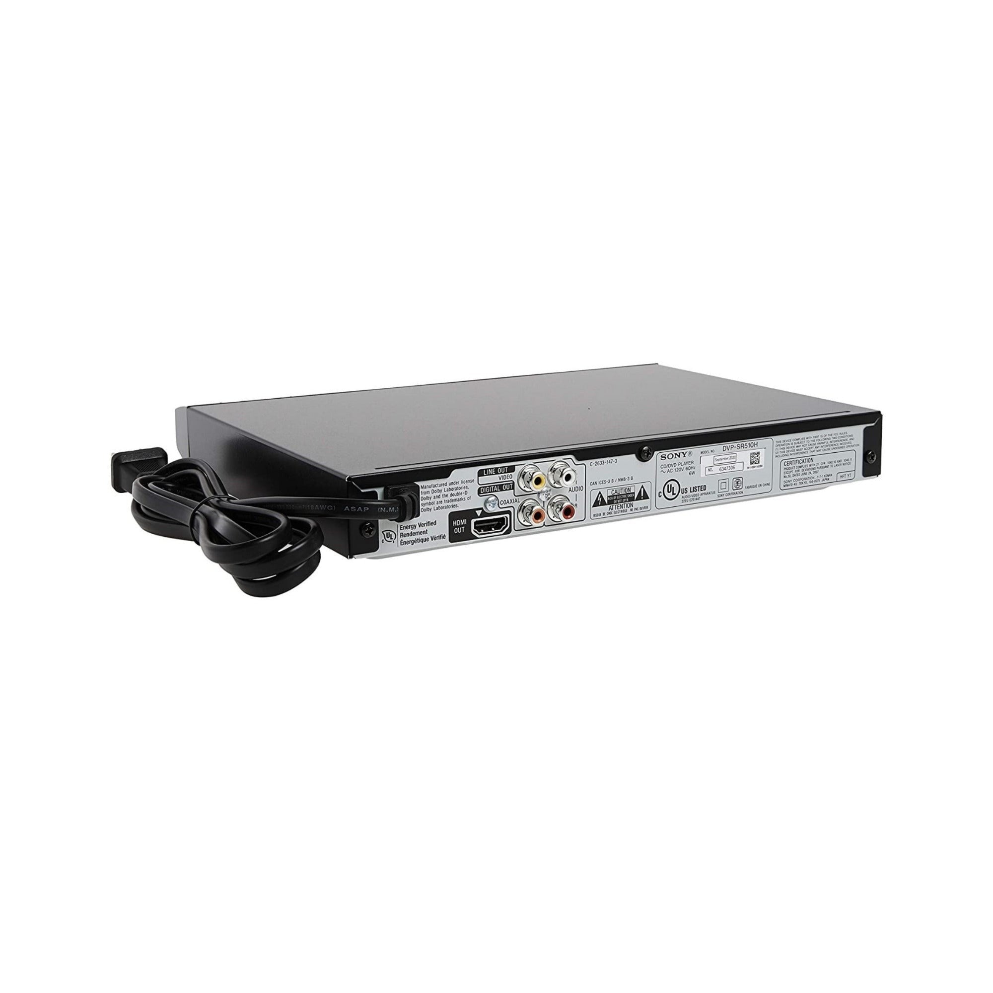 Sony DVP-SR510H 1080p Upscaling DVD Player with 8ft High-definition Vide/Audio Silver Cable