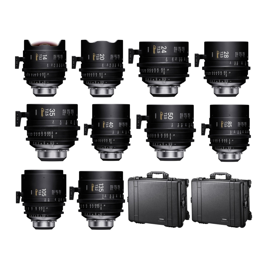 Sigma FF Classic Prime Line 10-Lens Kit (Feet Markings) with Two Hard Cases