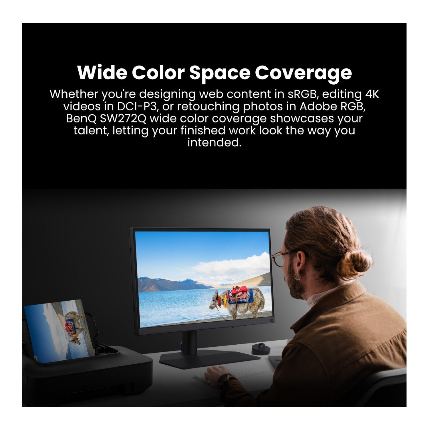 BenQ PhotoVue SW272Q 27-Inch 1440p HDR Monitor (Black) Bundle