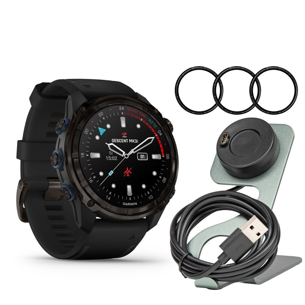 Garmin Descent Mk3i Watch-Style 51mm Dive Computer (Carbon Gray, Black Band) Bundle