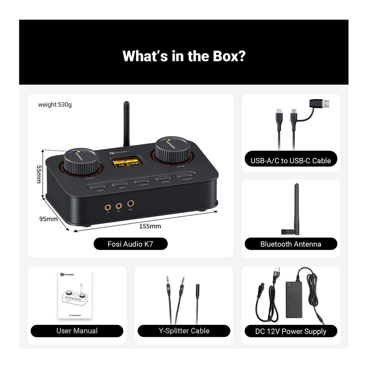 Fosi Audio K7 Desktop USB-C DAC Headphone Amp