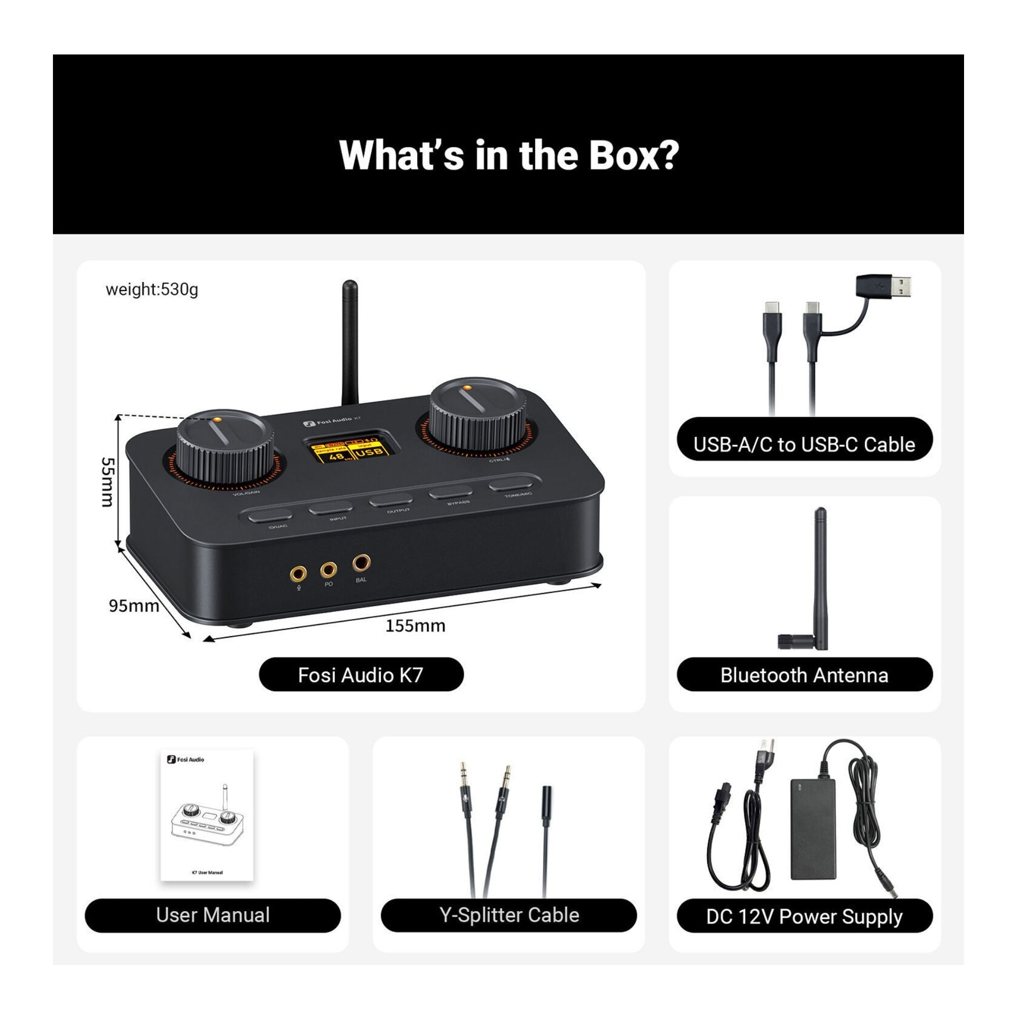 Fosi Audio K7 Desktop USB-C DAC Headphone Amp