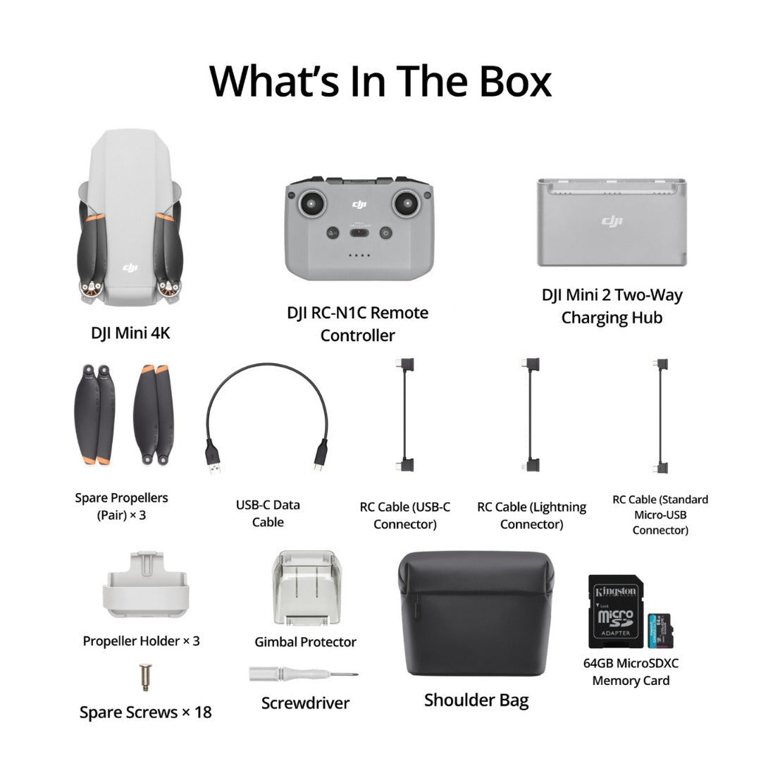 DJI Mini 4K Fly More Camera Drone Combo Bundle with 64GB MicroSDXC