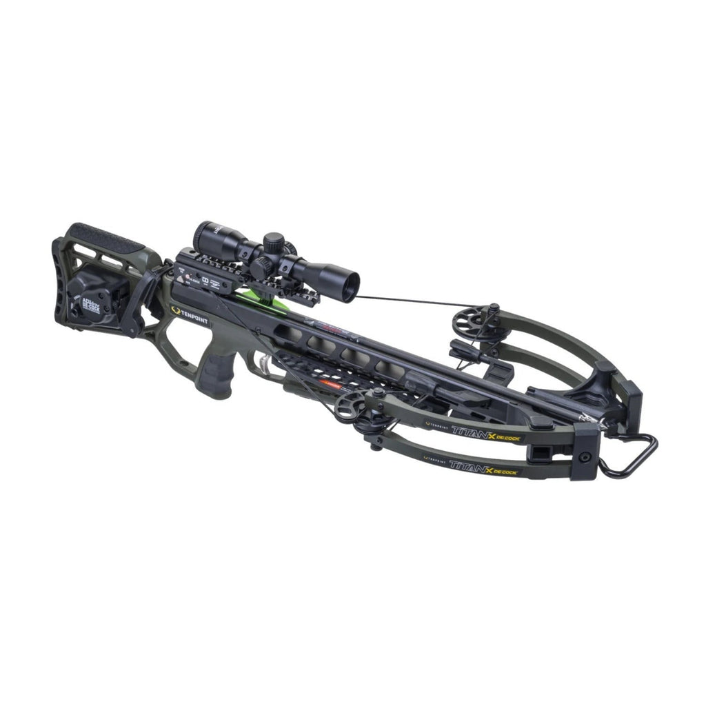 TenPoint Titan X Decock 400 FPS Forward Draw Crossbow (Moss Green) Bundle with Accessories