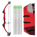 Genesis Archery Original Compound Bow (Right Hand, Red) with Arrows and Case