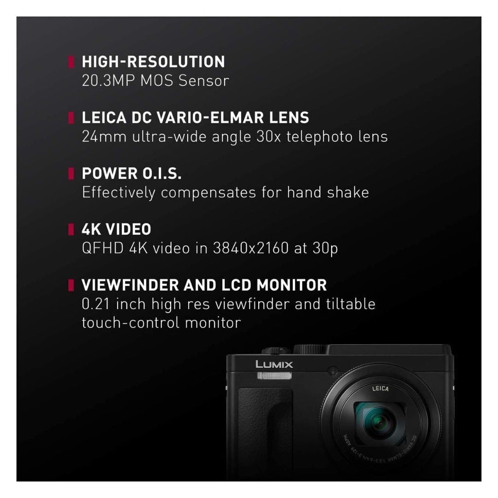 Panasonic LUMIX DC-ZS80D Travel Zoom Camera, 30x Optical Zoom (Black) (Certified Refurbished)