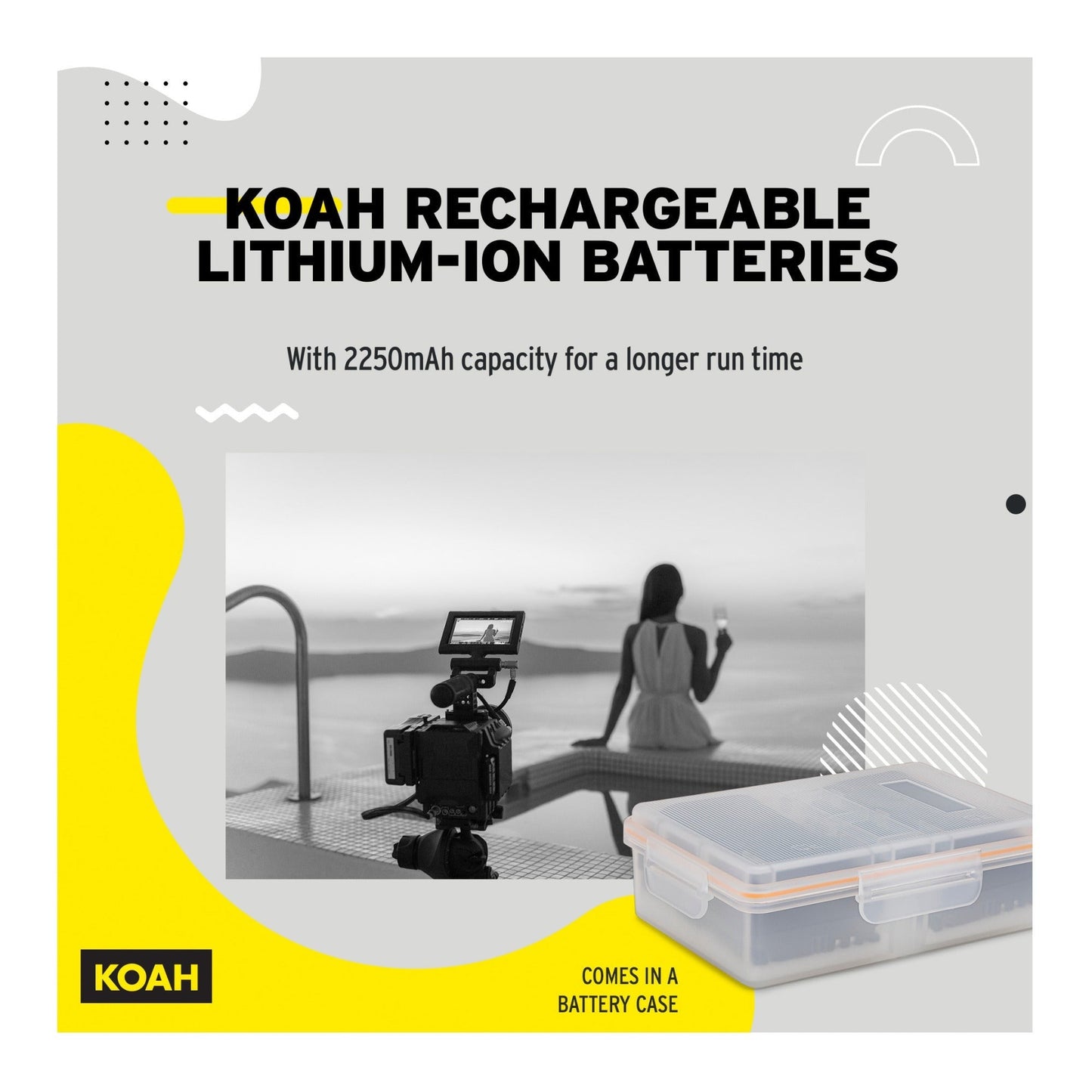 Koah Rechargeable 2250mAh Replacement Batteries for Canon LP-E6NH (2-Pack) and Dual LCD Charger