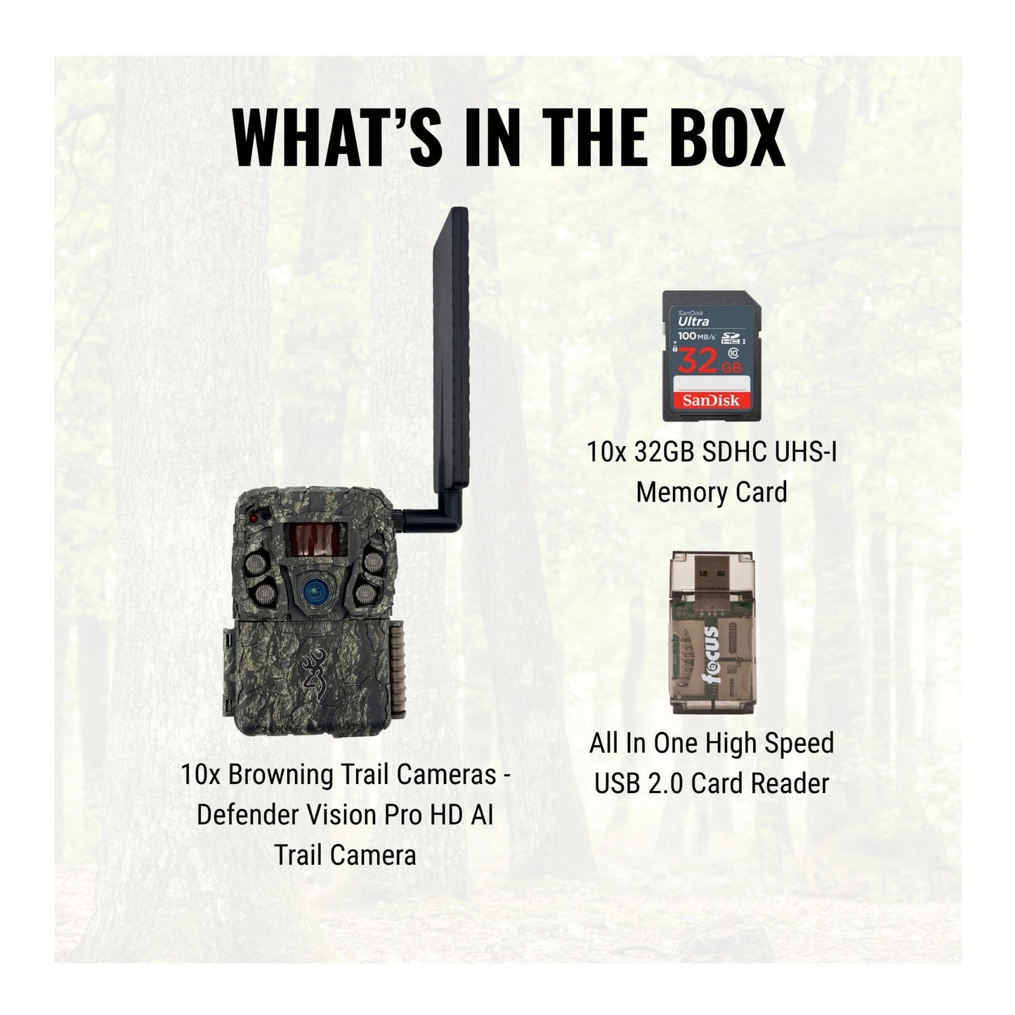 Browning Trail Camera - Defender Wireless Vision Pro HD AI 46MP (10-Pack) Bundle