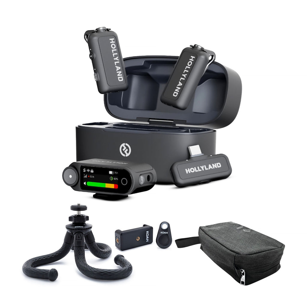 Hollyland LARK MAX 2 Combo Wireless Microphone System (Space Gray) Bundle