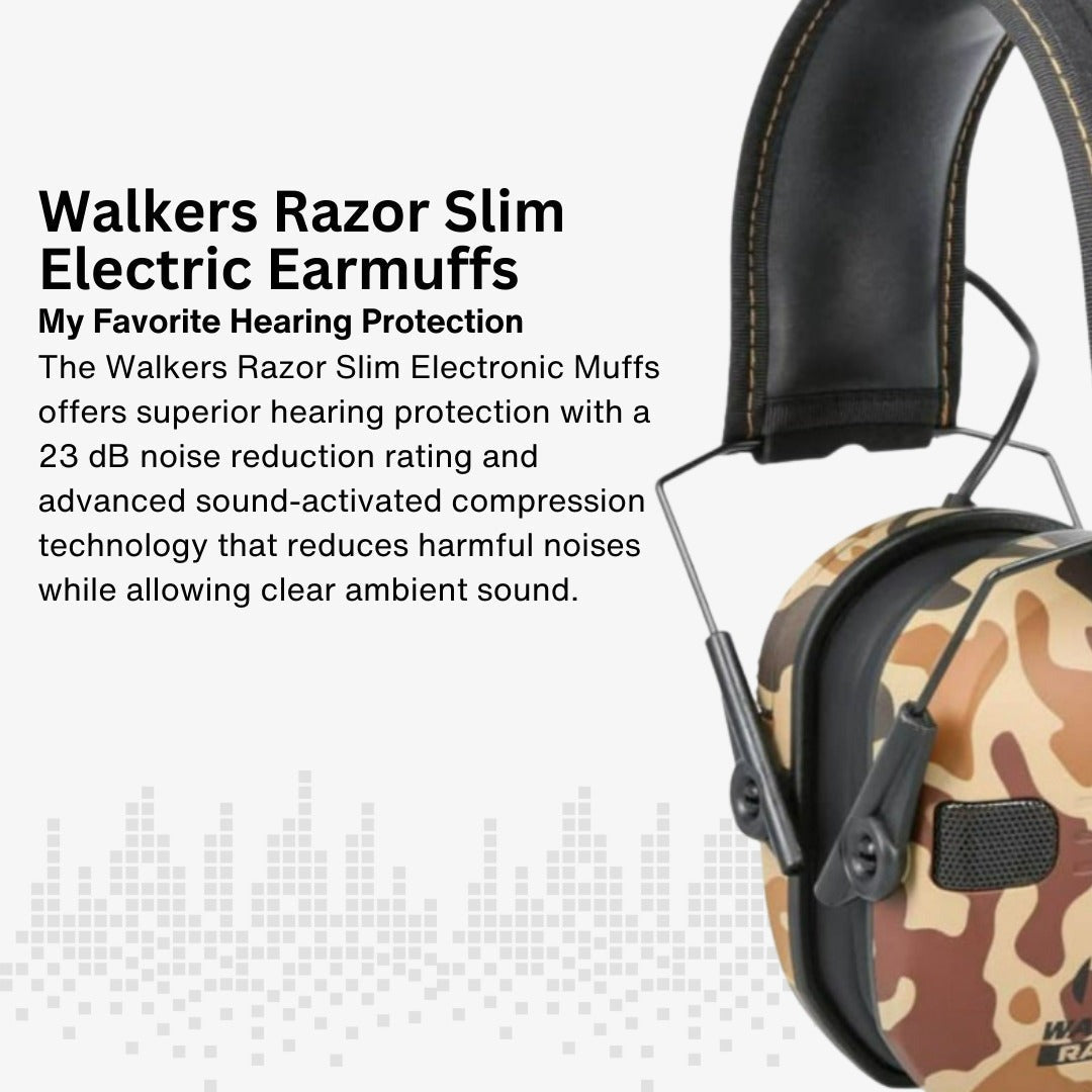 Walker's Razor Walkie Talkie Bundle with Ear Muff (Duck Camo) and Accessories
