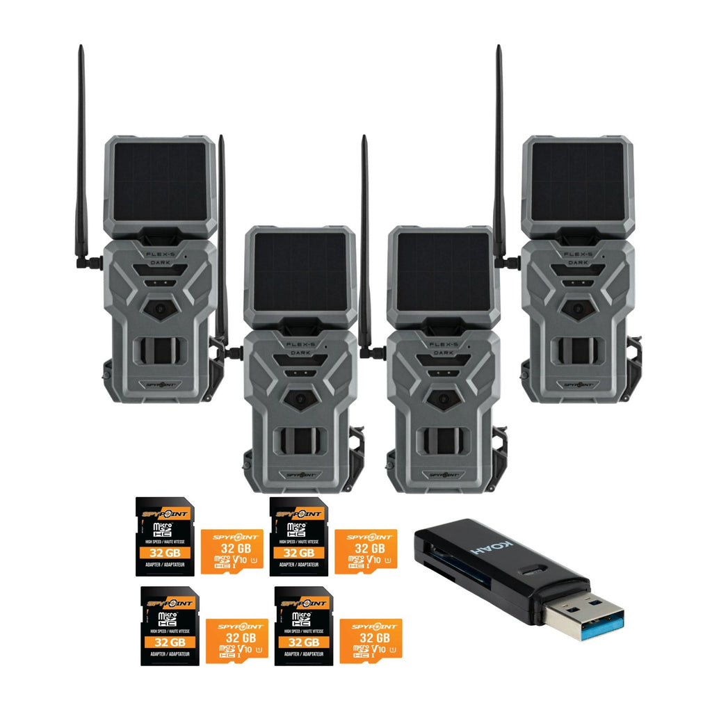 Spypoint FLEX-S DARK Cellular Night Vision Trail Camera (Gray) Bundle