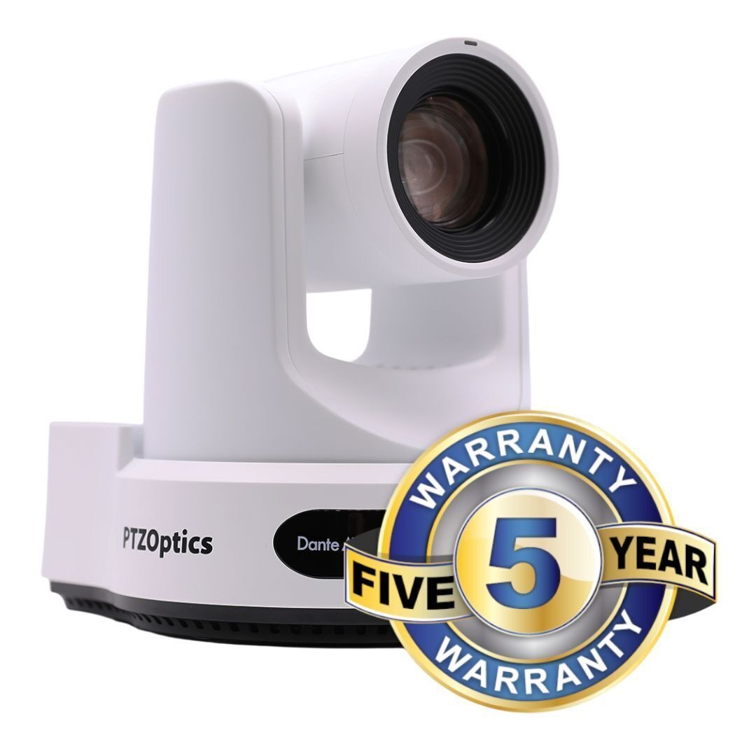 PTZOptics Link 4K UHD CMOS Sensor 20x Indoor Dante-Enabled Camera with Auto-Tracking (White)