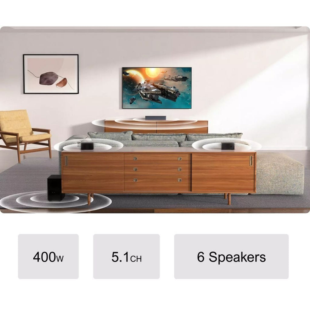 Ultimea Poseidon D50 5.1 Soundbar with 5.25-Inch Bass Subwoofer, SurroundX, and BassMax Technology