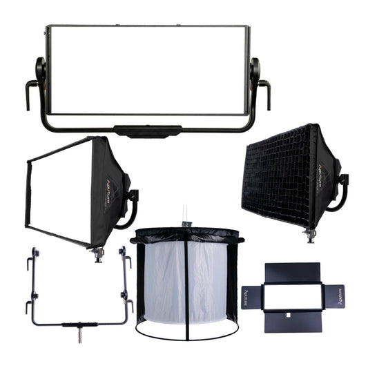 Aputure Nova P600C RGBWW LED Panel with Hard-Shell Case Kit with Dual Head Yoke and Barn Door Bundle