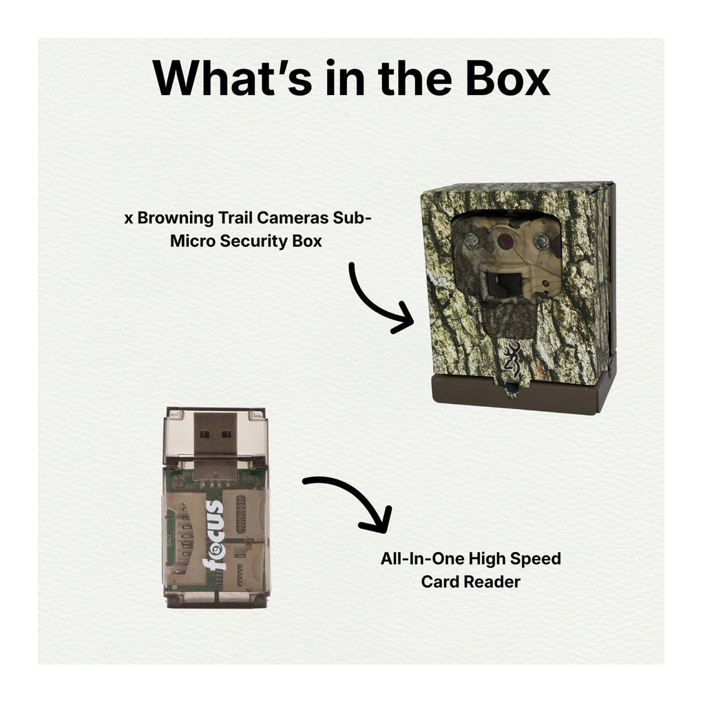 Browning Trail Cameras Sub-Micro Security Box (6-Pack) Bundle with Card Reader