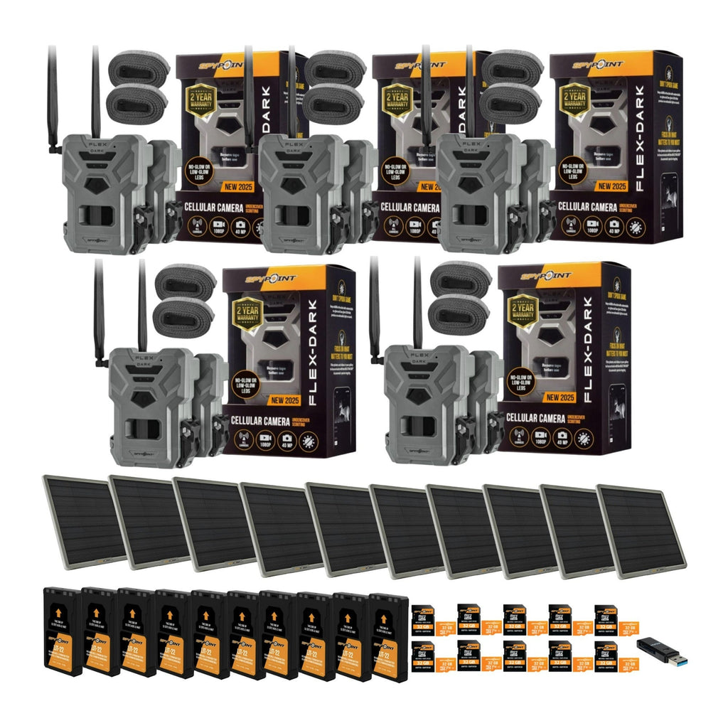 Spypoint FLEX-DARK GPS-Enabled Cellular Trail Camera with Solar Panel and Accs