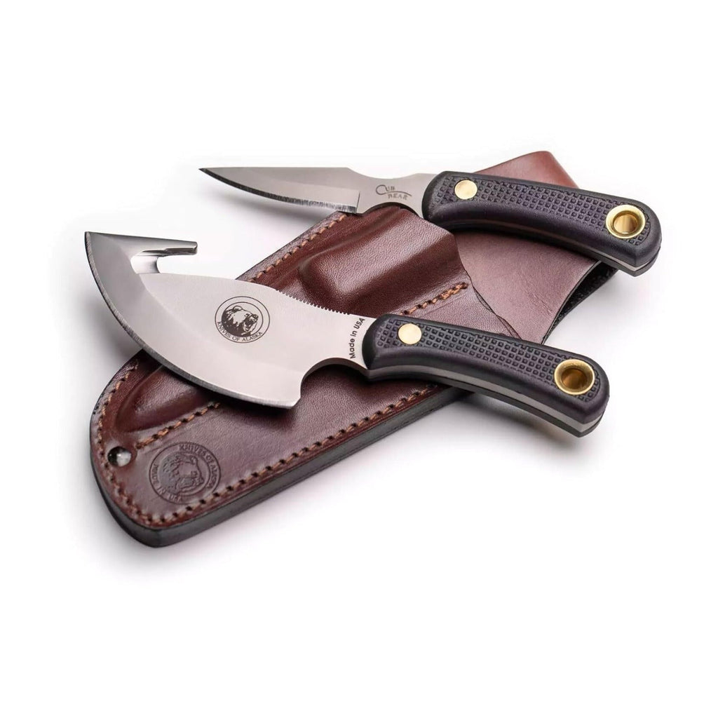 Knives Of Alaska 00012FG Light Hunter Combo Set with Leather Sheath (Black)