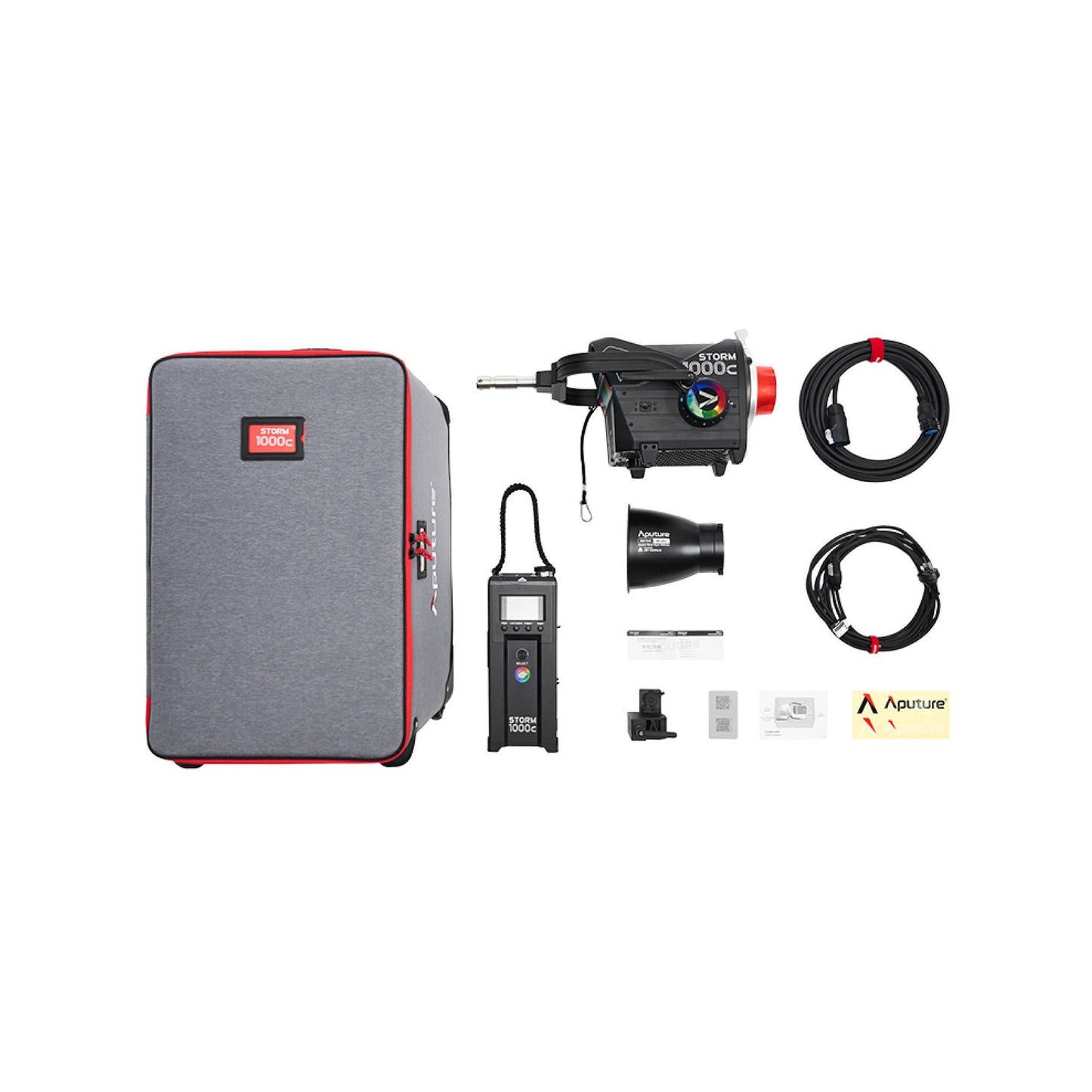 Aputure Storm 1000c Bundle with Wide Reflector, Fresnel, Barn Doors, and Skid