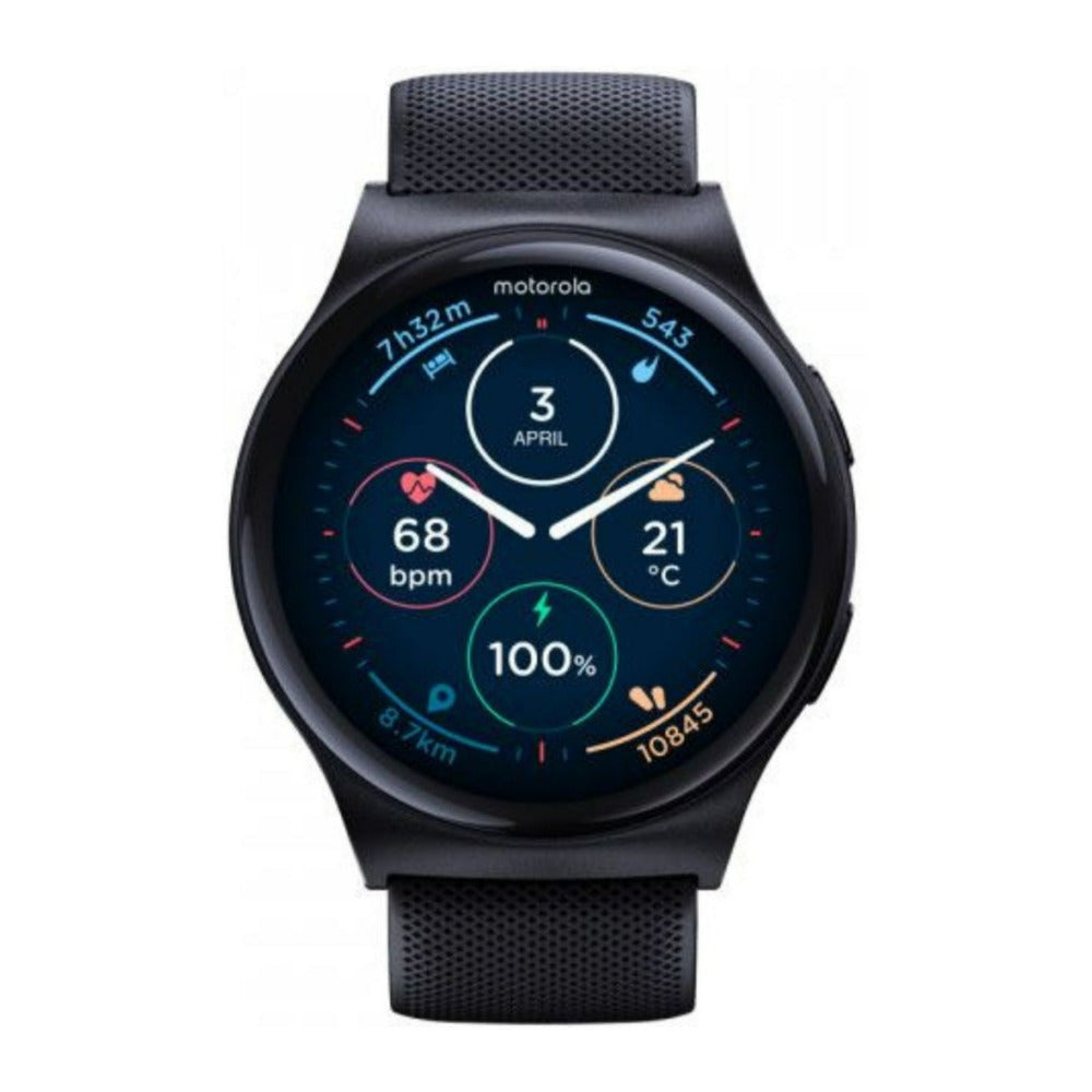 Motorola Moto 120 Bluetooth Smartwatch with AMOLED Display and Google Fit (Phantom Black)